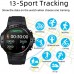Reloj Inteligente Negro, rastreador de actividad de fitness,  llamada Bluetooth, presión arterial, frecuencia cardíaca, monitor de sueño.
