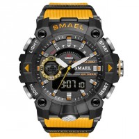SMAEL Fashion Sport Watches Men Shock Amarillo Ocre Waterproof Wristwatch LED Alarma.