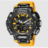 Reloj Smael Amarillo Negro XF01445 para hombre, deportes al aire libre, moda callejera, moderno, fresco, resistente al agua, esfera grande,