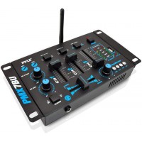 Pyle - Pro Mezclador de audio inalámbrico para DJ, 3 canales, compatible con Bluetooth, controlador de DJ, mezclador de sonido, micrófono PMX7BU.5