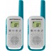 Motorola - Radio bidireccional T114, walkie talkies, 2 por paquete, blanco o azul, 16 millas.