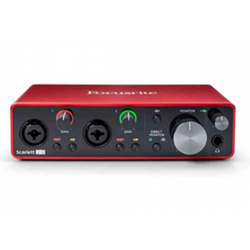 Focusrite Scarlett 2i2 - Interfaz de audio USB con herramientas profesionales (3era generación)