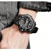 Reloj táctico militar de pulsera para hombre, deportivo con doble movimiento de cuarzo, reloj analógico digital Alarma - Blanco Negro