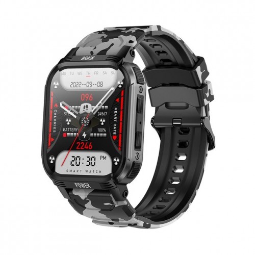 LT08 Reloj inteligente deportivo para hombre, pulsera con Bluetooth, llamadas, Monitor de ritmo cardíaco 24 horas, militar, para Android e IOS