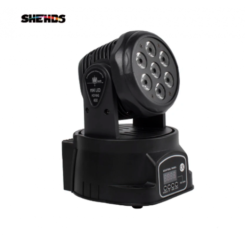 SHEHDS Cabezal móvil 6 en 1 para discoteca, lámpara LED de 7x12W RGBWA UV Wash DMX con controlador de caja de lucha para DJ, fiesta Disco