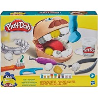 Play-Doh Drill  Fill - Juguete dentista masa para niños de 3 años en adelante con cavidad y colores metálicos, 10 herramientas, 8 latas, no tóxico