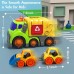 Juguetes de carro para niños y niñas con 2 botes de basura, carretilla elevadora pequeña, camión de basura con sonido y luces