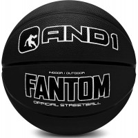 AND1 Fantom - Balón de baloncesto de goma, tamaño oficial, hecho para juegos de baloncesto en interiores y exteriores - Negro