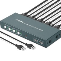 GREATHTEK Conmutador KVM HDMI de 4 puertos, UHD 4K a 30Hz y 3D y 1080P compatible,  con 4 USB-B y 4 cables HDMI