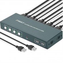 GREATHTEK Conmutador KVM HDMI de 4 puertos, UHD 4K a 30Hz y 3D y 1080P comp...