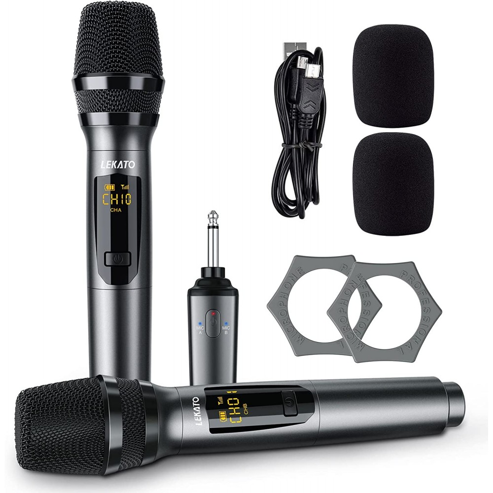 K380S UHF Micrófono inalámbrico recargable para karaoke con sistema  receptor - Micrófono inalámbrico dinámico de mano profesional para cantar  karaoke