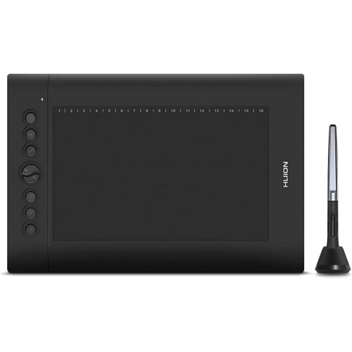 HUION H610 Pro V2 Tablet de dibujo gráfico compatible con Android, función de inclinación, lápiz digital 8192 sin batería, presión con 8 teclas Express
