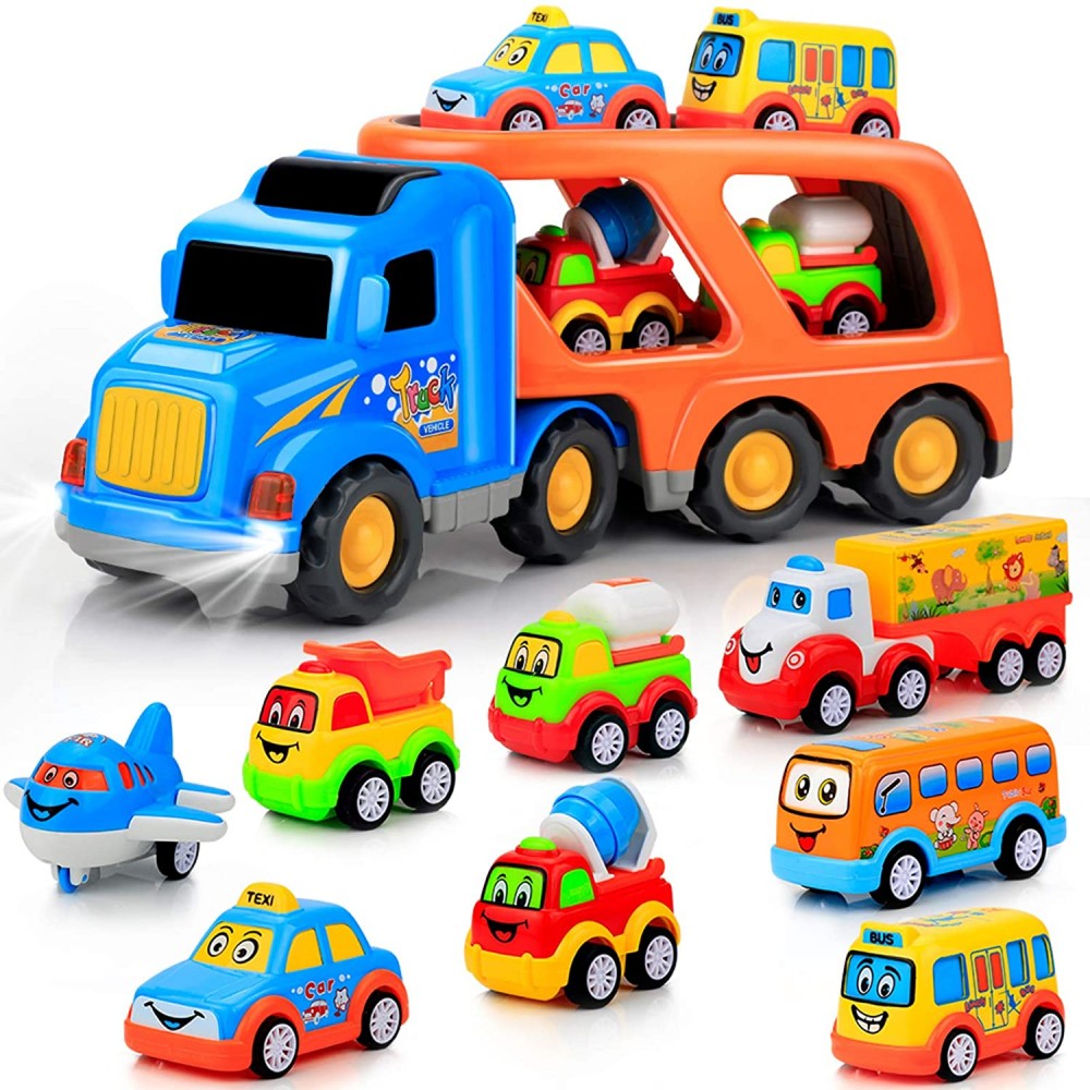 9 juguetes de coches para pequeños 2, 3, 4, 5 camión de transporte