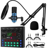 Paquete de micrófono de condensador, REMALL BM-800 kit de micrófono de podcast, mezclador de DJ
