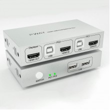 AAO 2 puertos HDMI KVM Switch 2x1, UHD 4 K  30 Hz, alimentado por USB,  pla...