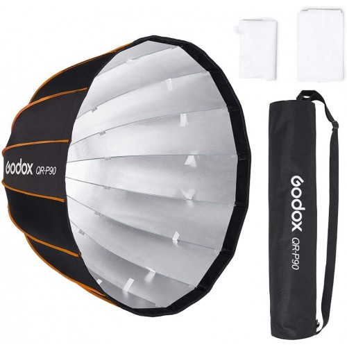 Godox QR-P90 - Caja de luz parabólica de 35.4 in, 35.4 pulgadas, montaje rápido de plegado rápido en un minuto, con difusor frontal e interior.
