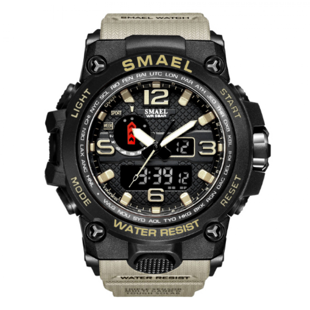 ejemplo Baya sorpresa SMAEL Reloj táctico militar de pulsera para hombre, deportivo con doble  movimiento de cuarzo, reloj analógico