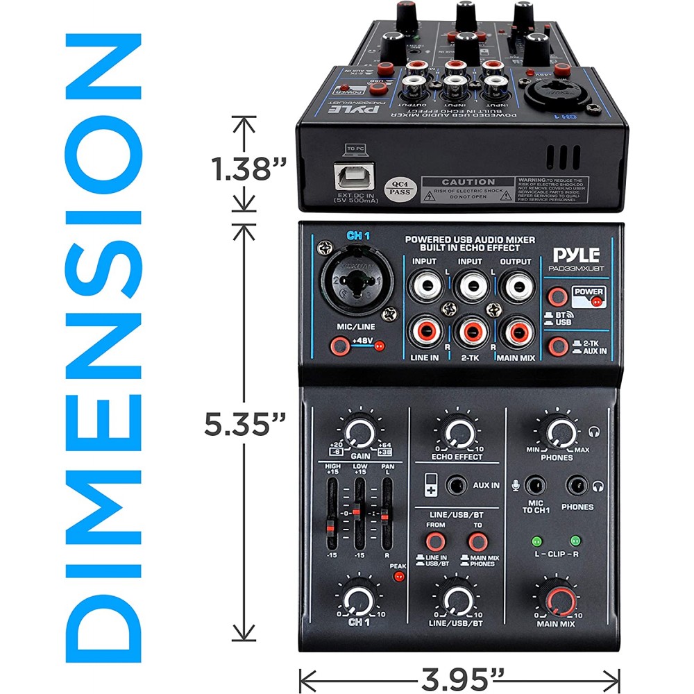 Pyle Mezclador de audio profesional inalámbrico para DJ, controlador de DJ  Bluetooth de 2 canales, mezclador de sonido con interfaz de audio USB