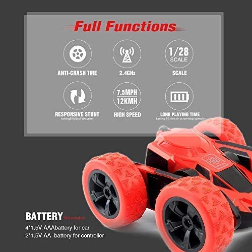 ZEYUAN Carro de acrobacias RC para crianças dupla face 2,4 GHz 4WD controle  remoto carro de acrobacias 360° veículos com luz : :  Brinquedos e Jogos