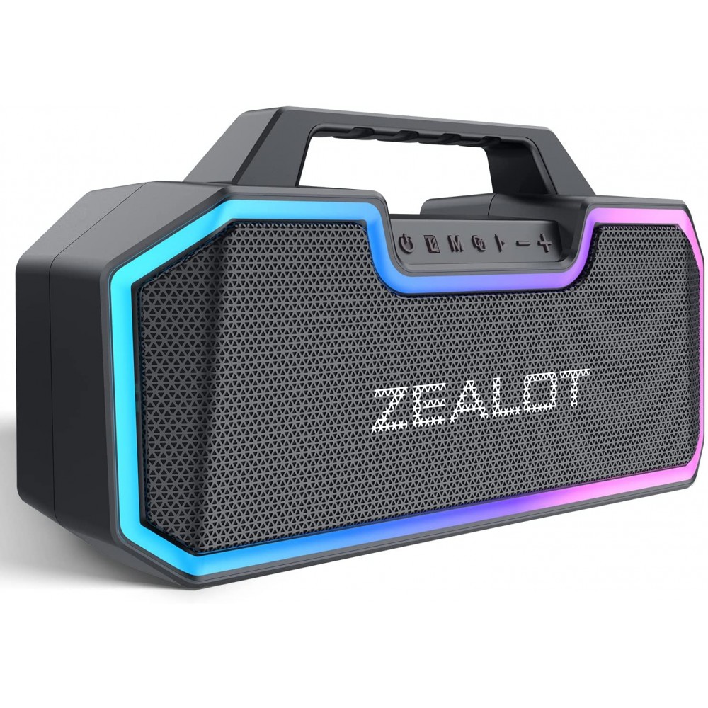 ZEALOT Altavoz Bluetooth portátil de 80 W con doble pareo, IPX7