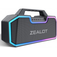 ZEALOT Altavoz Bluetooth portátil de 80 W con doble pareo, IPX7 impermeable para exteriores con batería grande de 14,400 mAh.