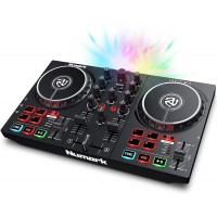 Numark Party Mix II - Controlador de DJ con luces de fiesta, juego de DJ con 2 cubiertas, mezclador de DJ, interfaz de audio y conectividad USB