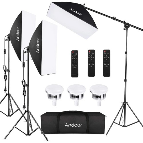 Kit Iluminación Fotográfica Andoer 3 Softboxes