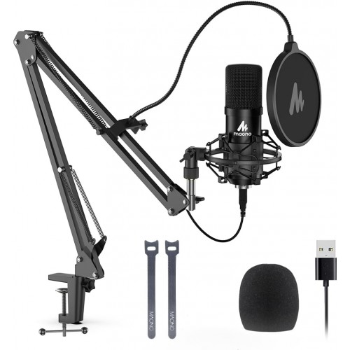 Kit Micrófono USB MAONO AU-A04, 192KHZ/24BIT, Condensador, Podcast, PC