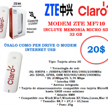 Bam Usb 3Gmax Zte Mf710 Liberado (Movilnet, Movistar, Digitel) Memoria Micr...