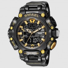 Reloj Smael Dorado Negro XF01445 para hombre, deportes al aire libre, tácti...