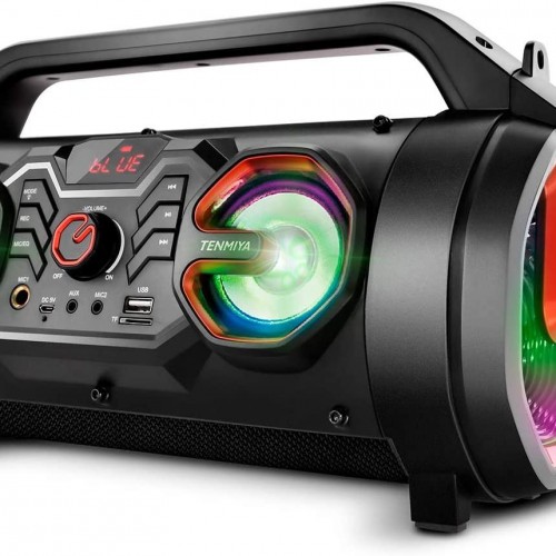 Altavoz Bluetooth, Boombox Bluetooth portátil de 30 W con subwoofer, radio  FM, luces coloridas RGB, ecualizador, sonido estéreo, graves en auge