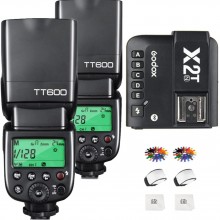 Godox 2 piezas TT600 GN60 flash de cámara Speedlite HSS 1-8000s 2.4G inalám...
