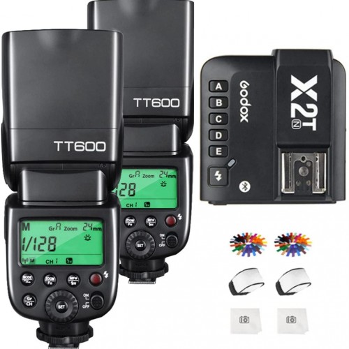 Kit 2 Flashes Godox TT600 HSS Gn60 receptor interno 2.4Ghz y
