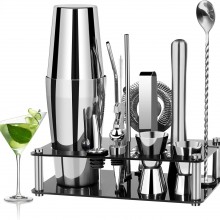 Juego de coctelera profesional 15 piezas kir Bartender, acero inoxidable co...